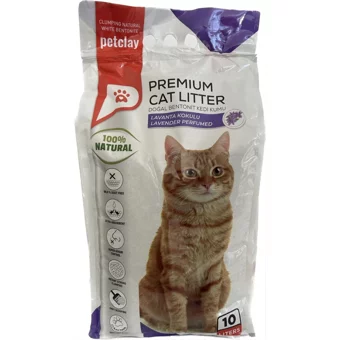 Petclay Lavanta Kokulu Topaklanan İnce Taneli Bentonit Kedi Kumu 10 lt