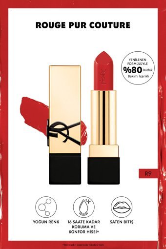 Yves Saint Laurent Rouge Pur Couture R9 Kalıcı Saten Krem Lipstick Ruj