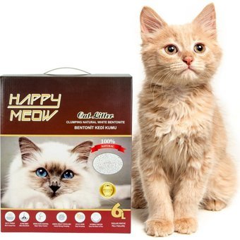 Happy Meow Topaklanan İnce Taneli Aktif Karbonlu Bentonit Kedi Kumu 6 lt