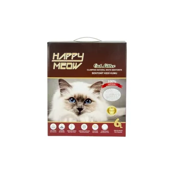 Happy Meow Topaklanan İnce Taneli Aktif Karbonlu Bentonit Kedi Kumu 6 lt