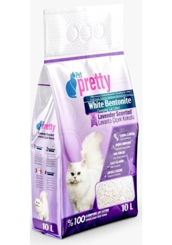 Pretty Lavanta Kokulu Topaklanan İnce Taneli Bentonit Kedi Kumu 10 lt
