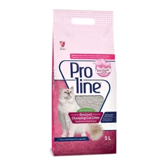 Proline Bebek Pudrası Kokulu Topaklanan İnce Taneli Bentonit Kedi Kumu 5 lt