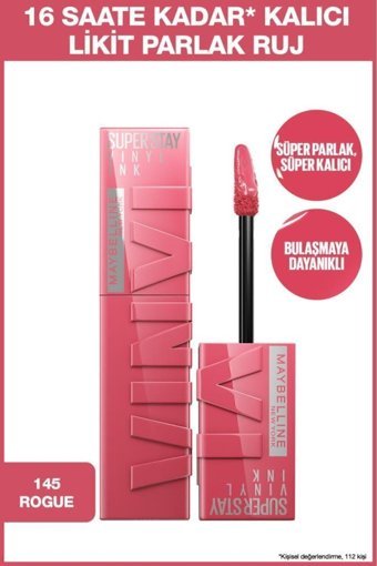 Maybelline New York Super Stay Vınyl Ink 145 Rogue Kalıcı Parlak Likit Fırçalı Ruj