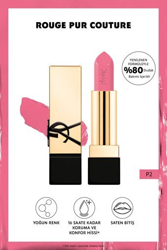 Yves Saint Laurent Rouge Pur Couture P2 Kalıcı Saten Krem Lipstick Ruj