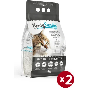Benty Sandy Kokusuz Topaklanan İnce Taneli Bentonit Kedi Kumu 2x5 lt