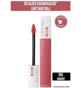 Maybelline New York Super Stay 155 Nude Mat Likit Fırçalı Ruj