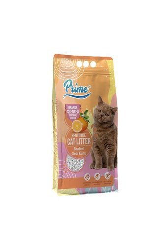 Prime Portakal Kokulu Topaklanan Kalın Taneli Bentonit Kedi Kumu 5 lt