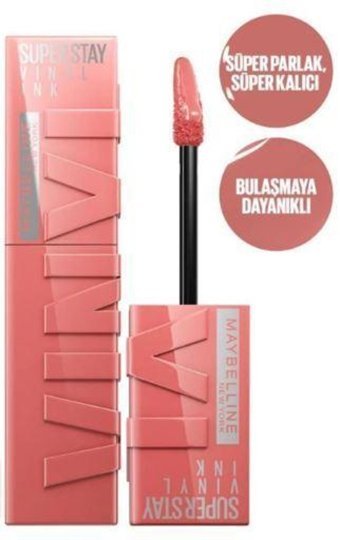 Maybelline New York Vinly Super Stay 100 Charmed Kalıcı Parlak Likit Fırçalı Ruj