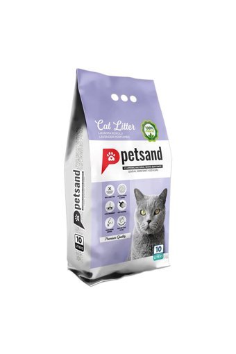 Petsand Lavanta Kokulu Topaklanan Kalın Taneli Bentonit Kedi Kumu 10 lt