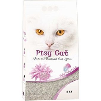 Pisy Cat Bebek Pudrası Kokulu Topaklanan İnce Taneli Bentonit Kedi Kumu 10 lt