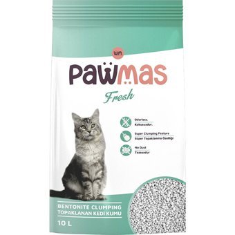 Pawmas Fresh Kokulu Topaklanan İnce Taneli Bentonit Kedi Kumu 10 lt