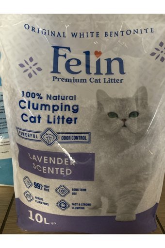 Felin Lavanta Kokulu Topaklanan İnce Taneli Bentonit Kedi Kumu 2x10 lt