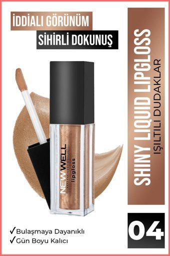 New Well Shiny 4 Parlak Likit Fırçalı Ruj