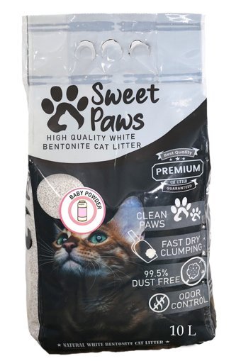 Sweetpaws Bebek Pudrası Kokulu Topaklanan Kalın Taneli Bentonit Kedi Kumu 10 lt
