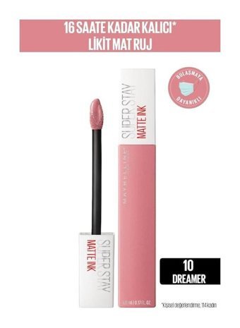 Maybelline New York Super Stay 10 Dream Mat Likit Fırçalı Ruj