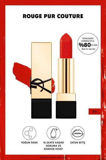 Yves Saint Laurent Rouge Pur Couture R4 Kalıcı Saten Krem Lipstick Ruj