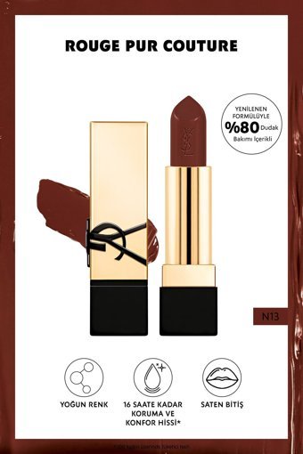 Yves Saint Laurent Rouge Pur Couture 13 Kalıcı Saten Krem Lipstick Ruj