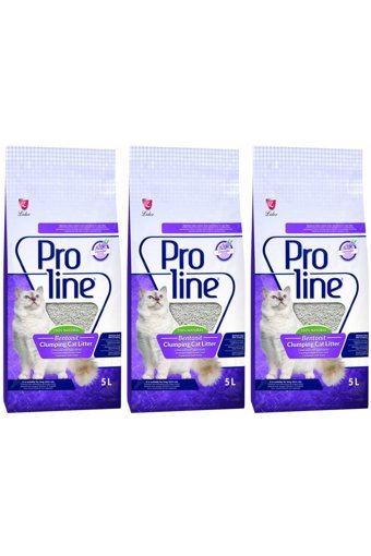 Proline Lavanta Kokulu Topaklanan İnce Taneli Bentonit Kedi Kumu 3x5 lt