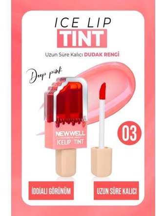 New Well Ice Lip Tint 3 Pink Parlak Likit Fırçalı Ruj