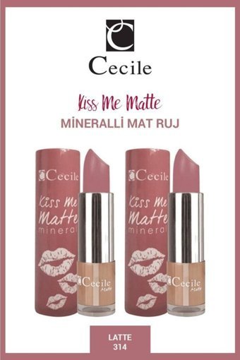 Cecile Kiss Me 2'Li Set 314 Kalıcı Mat Krem Lipstick Ruj