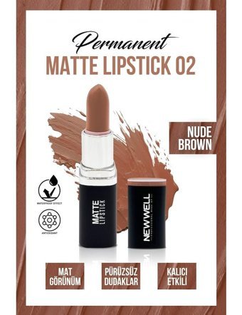 New Well Permanent Matte 2 Nude Brown Kalıcı Mat Krem Lipstick Ruj