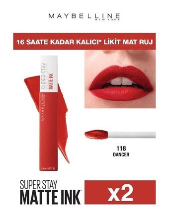 Maybelline New York Super Stay 118 Dancer Kalıcı Mat Likit Fırçalı Ruj