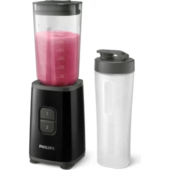 Philips Daily Collection 600 ml Plastik Hazneli Buz Kırıcılı 4 Bıçaklı Kişisel Tekli Mini Smoothie Blender Siyah