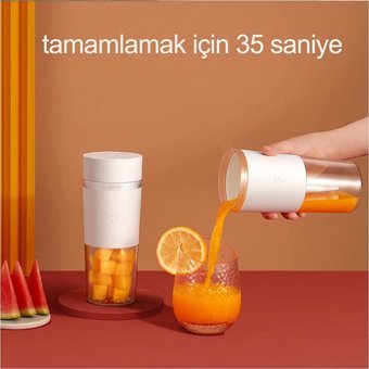 Xiaomi Mijia 350 ml Plastik Hazneli 4 Bıçaklı Tekli Mini El Blender Beyaz