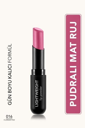 Flormar Lightweight Lip Powder 16 Pink Mat Krem Lipstick Ruj