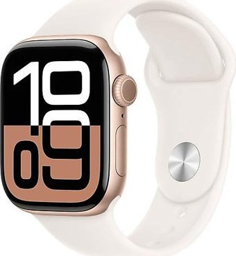Apple Watch Series 10 GPS + Cellular WatchOS Su Geçirmez 42 mm Roze Altın Alüminyum Kasa ve Bulut Pembesi Kauçuk Kordon Dikdörtgen Unisex Akıllı Saat