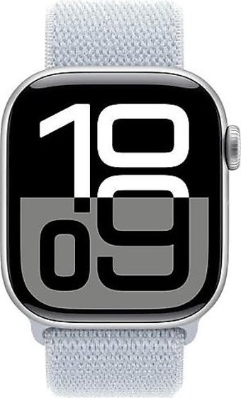 Apple Watch Series 10 GPS WatchOS Su Geçirmez 42 mm Gümüş Alüminyum Kasa ve Bulut Mavisi Spor Loop Kordon Dikdörtgen Unisex Akıllı Saat