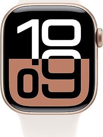 Apple Watch Series 10 GPS + Cellular WatchOS Su Geçirmez 42 mm Roze Altın Alüminyum Kasa ve Bulut Pembesi Kauçuk Kordon Dikdörtgen Unisex Akıllı Saat