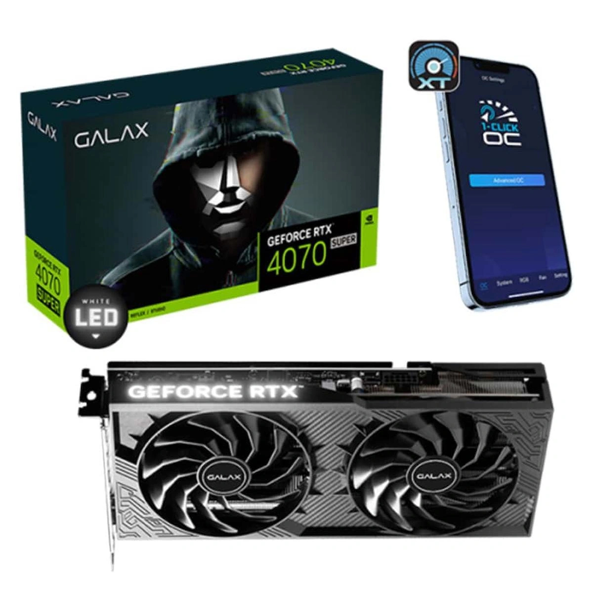 Galax 1-Click RTX 4070 Super OC 12 GB GDDR6X PCI-Express 4.0 DirectX 12 Ultimate 2 Fanlı 192 Bit Gaming NVIDIA Ekran Kartı