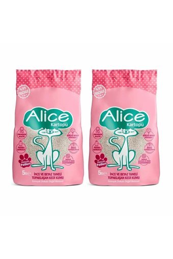 Alice Bebek Pudrası Kokulu Topaklanan İnce Taneli Bentonit Kedi Kumu 2x5 lt