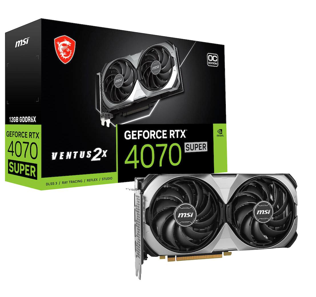 MSI Ventus 2X RTX 4070 Super OC 12 GB GDDR6X PCI-Express 4.0 DirectX 12 Ultimate 2 Fanlı 192 Bit Gaming NVIDIA Ekran Kartı