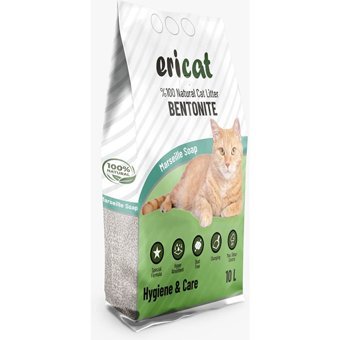 Ericat Marsilya Sabunu Kokulu Topaklanan İnce Taneli Bentonit Kedi Kumu 10 lt