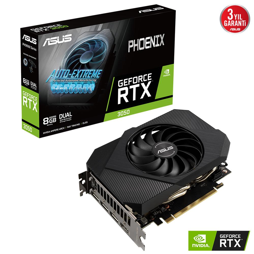 Asus Phoenix RTX 3050 8 GB GDDR6 PCI-Express 4.0 DirectX 12 Ultimate 1 Fanlı 128 Bit Masaüstü NVIDIA Ekran Kartı