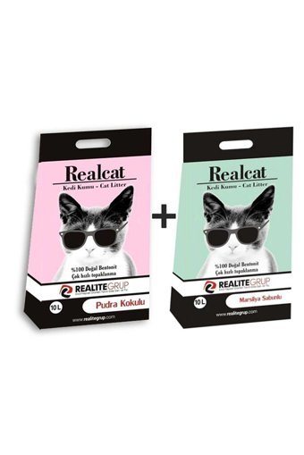Real Cat Pudralı Sabunlu Topaklanan İnce Taneli Bentonit Kedi Kumu 20 lt