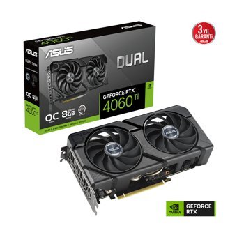 Asus Dual Evo RTX 4060 Tİ OC 8 GB GDDR6 PCI-Express 4.0 DirectX 12 Ultimate 2 Fanlı 128 Bit Masaüstü NVIDIA Ekran Kartı