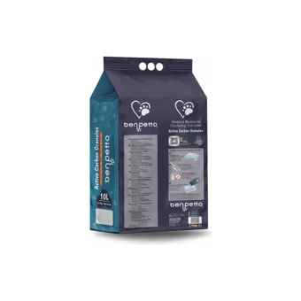 Benpetto Active Carbon Granules Topaklanan İnce Taneli Aktif Karbonlu Bentonit Kedi Kumu 10 lt
