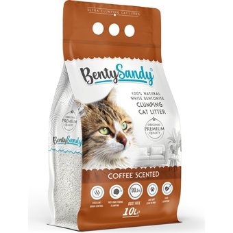 Benty Sandy Kahve Kokulu Topaklanan İnce Taneli Bentonit Kedi Kumu 10 lt