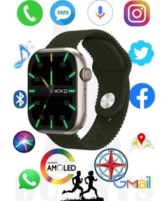 Rabbit Store Watch Pro Android GPS 45 mm Silikon Örgü Kordon Oval Unisex Akıllı Saat Yeşil