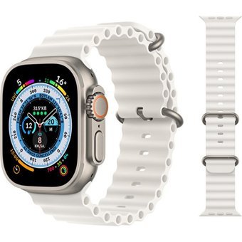 Bunnys Watch 8 Android GPS 49 mm Silikon Kordon Kare Unisex Akıllı Saat Beyaz