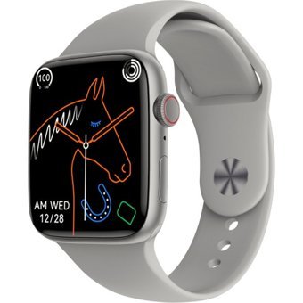 Bunnys Microwear Mini 9 Pro Android GPS 41 mm Silikon Kordon Kare Kadın Sim Kartlı Akıllı Saat Gri