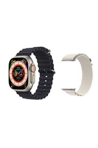 Rabbit Store Watch Ultra Mini Android GPS 41 mm Silikon Kordon Kare Kadın Akıllı Saat Siyah + Kordon Hediye