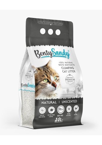 Benty Sandy Kokusuz Topaklanan İnce Taneli Bentonit Kedi Kumu 10 lt