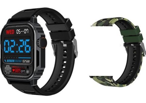 Bunnys Watch Tank Pro Android 46 mm Silikon Kordon Kare Erkek Akıllı Saat Siyah