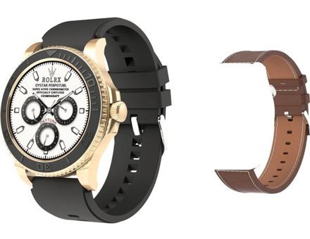 Rabbit Store G9 Max Watch Classic Max Android GPS 46 mm Silikon Kordon Yuvarlak Erkek Akıllı Saat Altın + Kordon Hediye