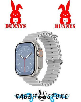 Bunnys Watch 8 Android GPS 49 mm Silikon Kordon Kare Unisex Akıllı Saat Gri