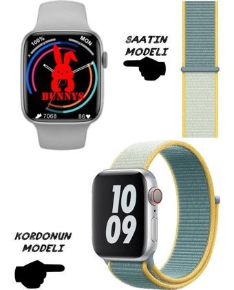 Rabbit Store Watch 8 Pro Android 45 mm Silikon Kordon Kare Unisex Akıllı Saat Saydam Beyaz